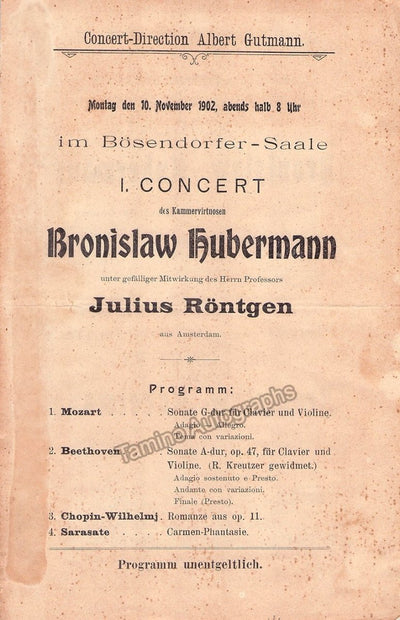 Huberman, Bronislaw - Concert Program Vienna 1902