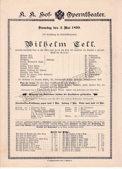 Imperial & Royal Court Opera, Vienna - 10 Playbill Lot 1899