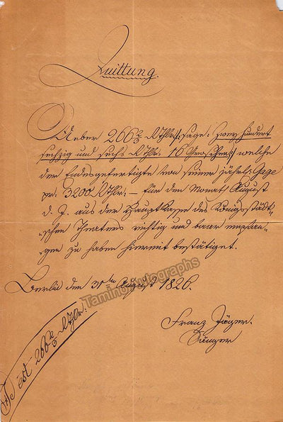 Jaeger, Franz - Autograph Letter Signed 1826