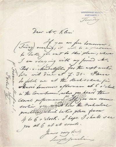 Joachim, Joseph - Autograph Letter Signed and Card