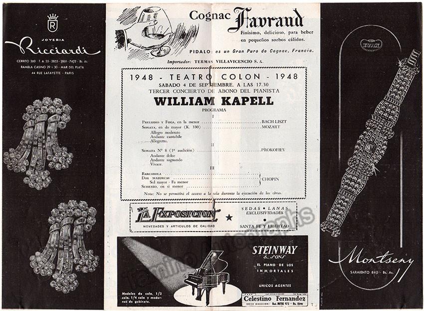 Kapell, William - Program Teatro Colón 1948
