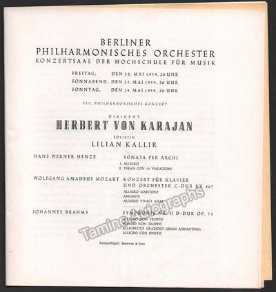 Karajan, Herbert von - Program Lot Berlin Philharmonic 1959-1962