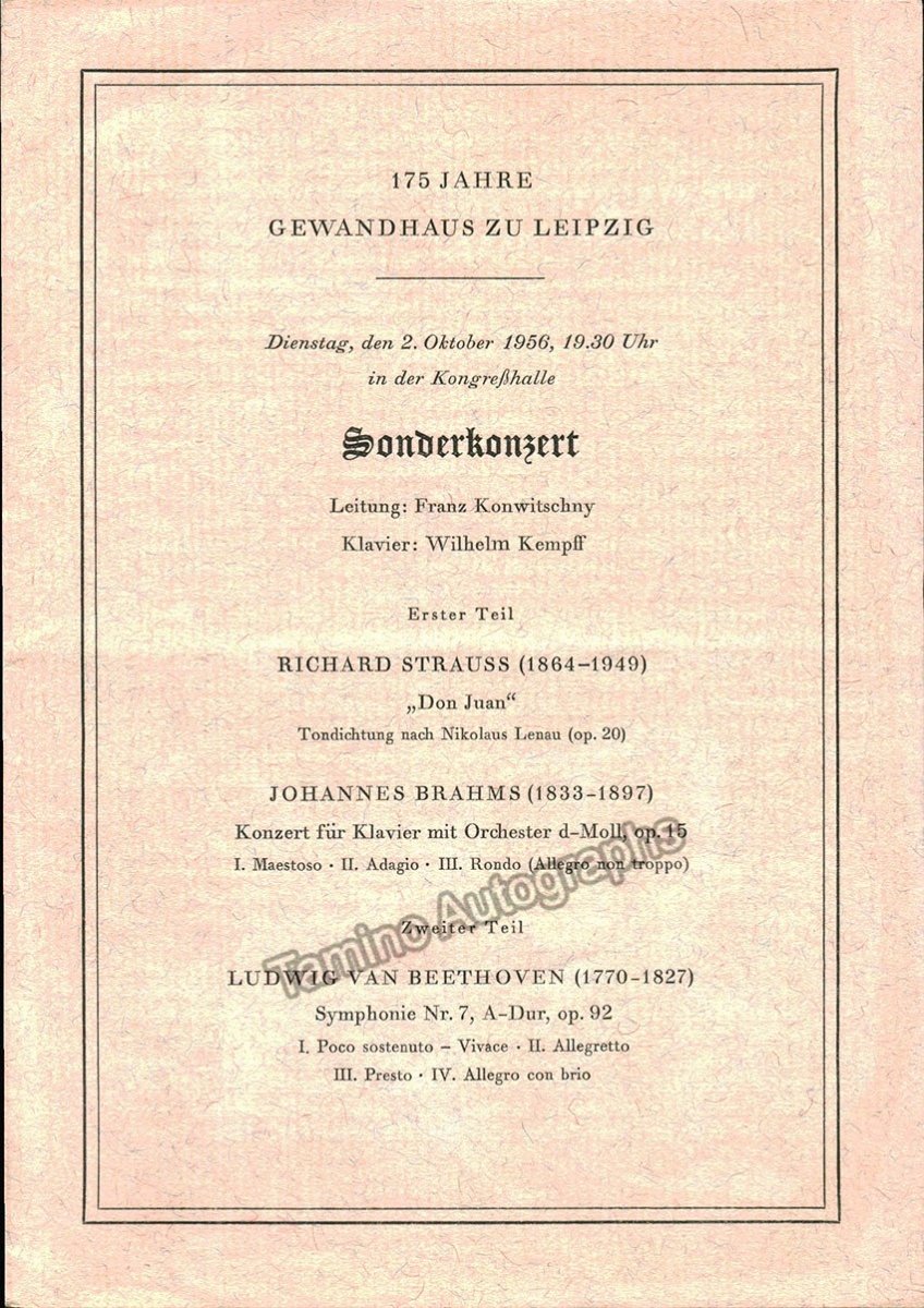 Kempff, Wilhelm - Lot of 7 Programs 1956-1979 - Tamino
