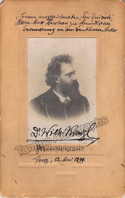 Kienzl, Wilhelm - Signed Cabinet Photo 1899