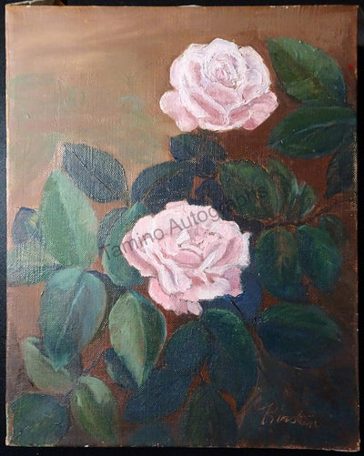 Oil Painting with Flowers by her