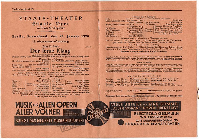Kleiber, Erich - Set of 3 Programs 1927-1928 - Tamino