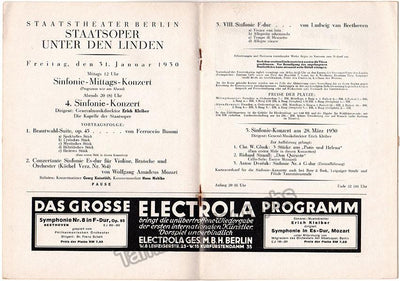 Kleiber, Erich - Set of 3 Programs 1930-1932