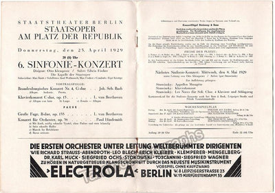 Klemperer, Otto - Program Lot 1917-1948