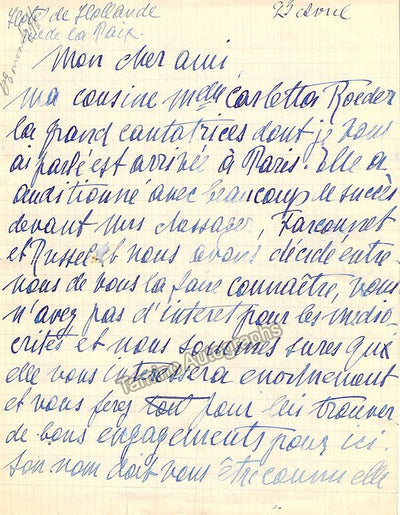 Koustnezoff, Maria - Autograph Letter Signed