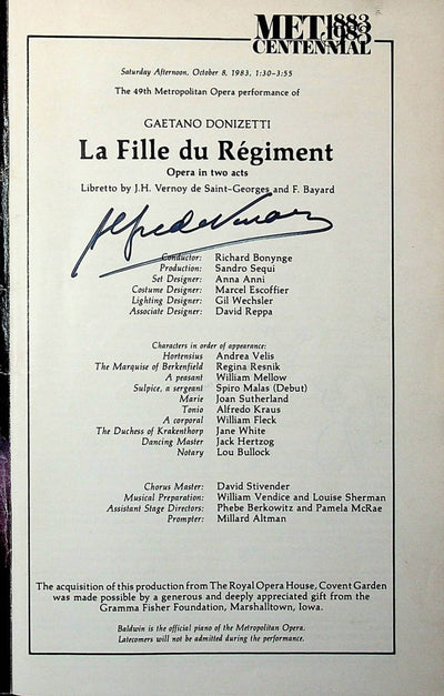 Kraus, Alfredo in La Fille du Regiment 1983