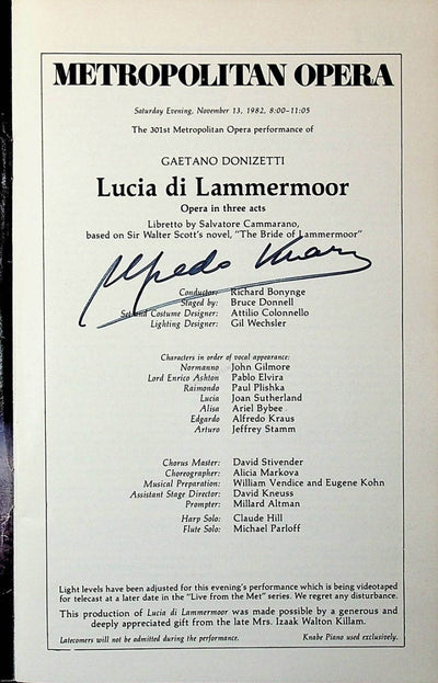 Kraus, Alfredo in Lucia di Lammermoor 1982