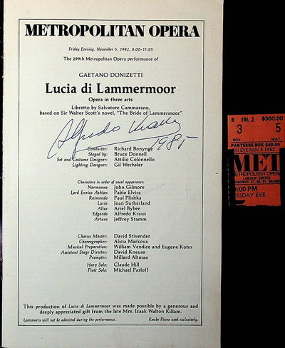Kraus, Alfredo in Lucia di Lammermoor 1982 (Signed 1985)