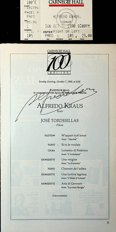Kraus, Alfredo in Recital at Carnegie Hall 1990
