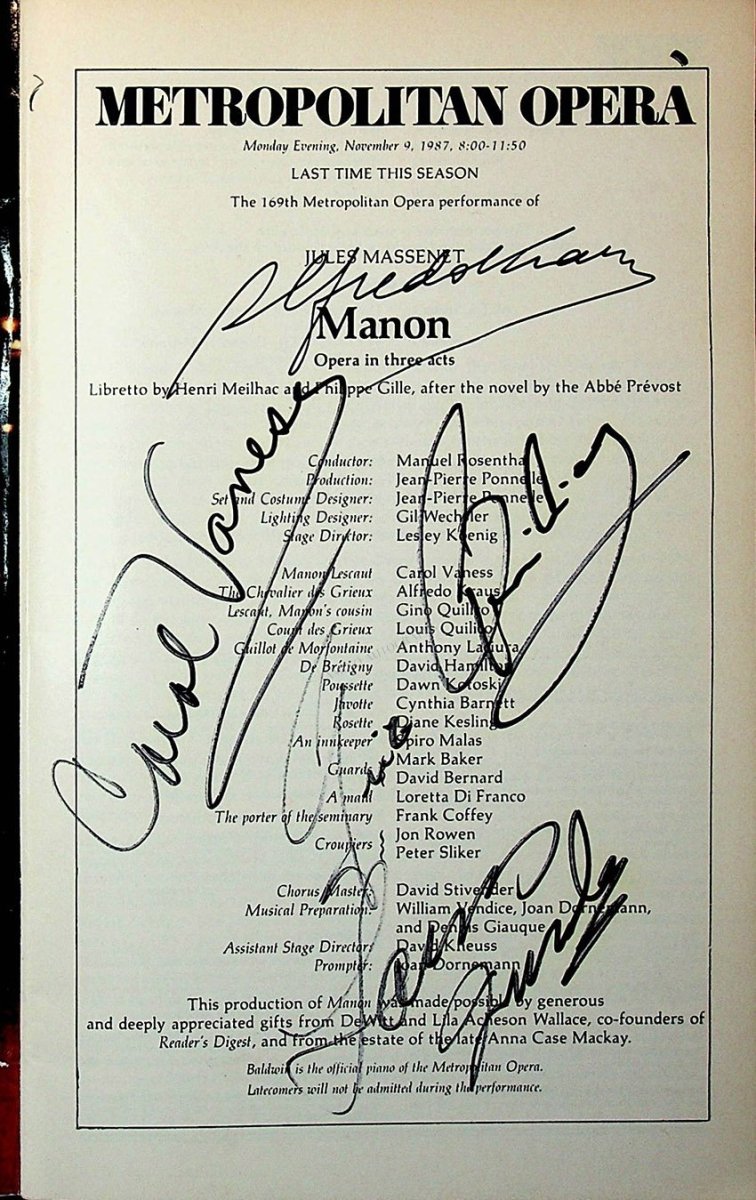Kraus, Alfredo - Signed Opera Programs – Tamino Autographs