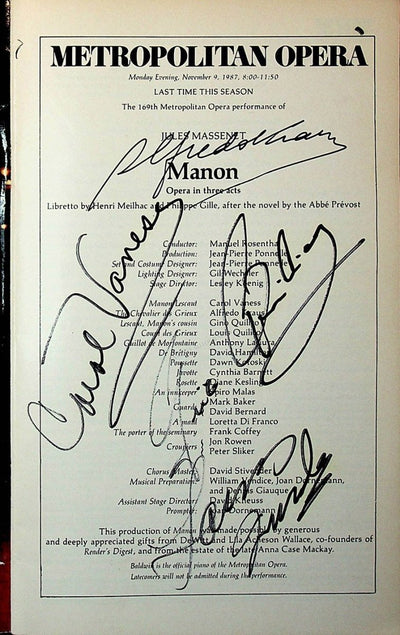 Kraus, Alfredo - Vaness, Carol - Quilico, Gino in Manon 1987