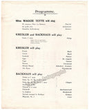 Kreisler, Fritz - Backhaus, Wilhelm - Teyte, Maggie - Playbill 1930s