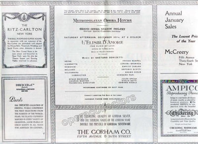L´ Elisir d´Amore - Met Program 1916 with Caruso, Scotti, Hempel, Didur