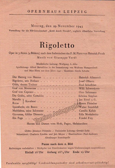 Leipzig Opera WWII - Lot of 13 Playbills