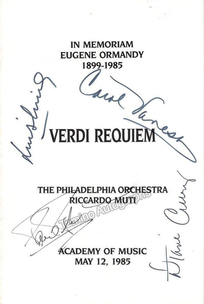 Lima, Luis - Vaness, Carol - Plishka, Paul - Curry, Diane - Signed Program In Memoriam Ormandy