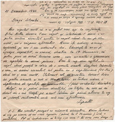 Lipatti, Dinu - Autograph Letter Signed 1940