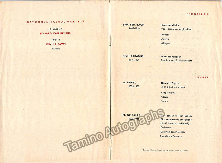 Lipatti, Dinu - Concert Program Amsterdam 1947 - Tamino