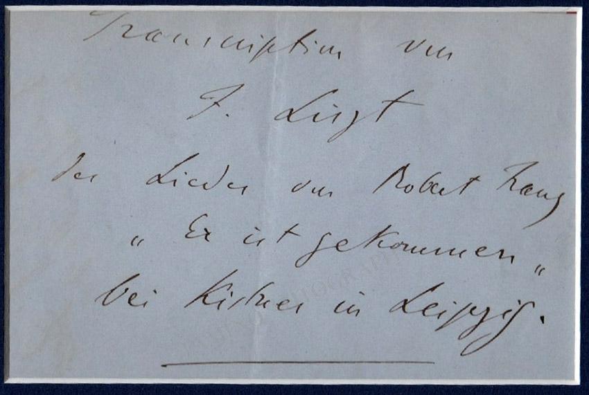 Liszt, Franz - Autograph Note Signed with Carte-de-Visite - Tamino