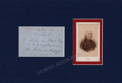 Liszt, Franz - Autograph Note Signed with Carte-de-Visite