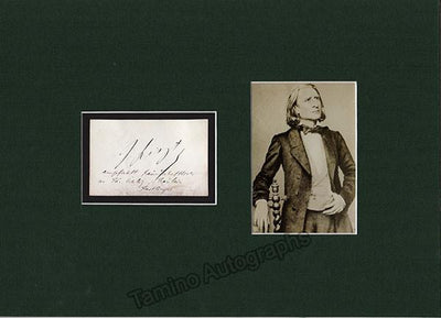 Liszt, Franz - Handwritten Card Matted with Photo