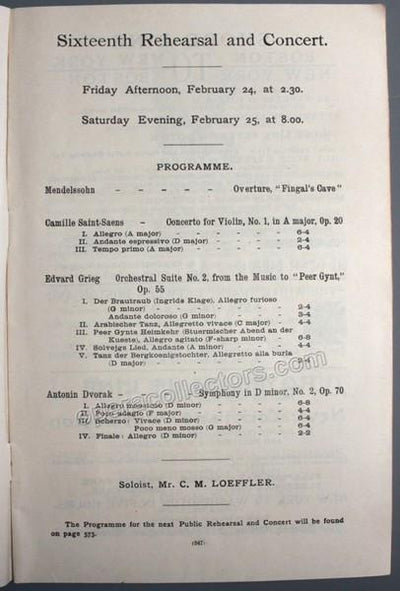 Loeffler, C.M. - Nikisch, Arthur - Violin Concerto Program 1893