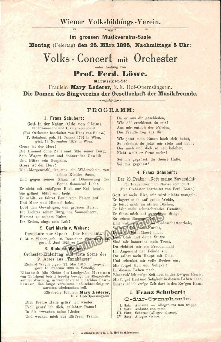 Loewe, Ferdinand - Lot of 4 Programs 1895-1902 - Tamino