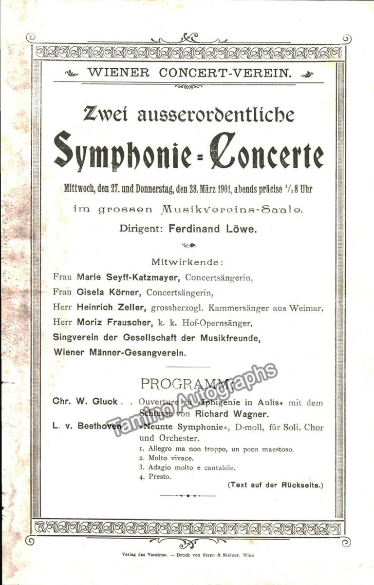 Loewe, Ferdinand - Lot of 5 Programs 1901-1907 - Tamino