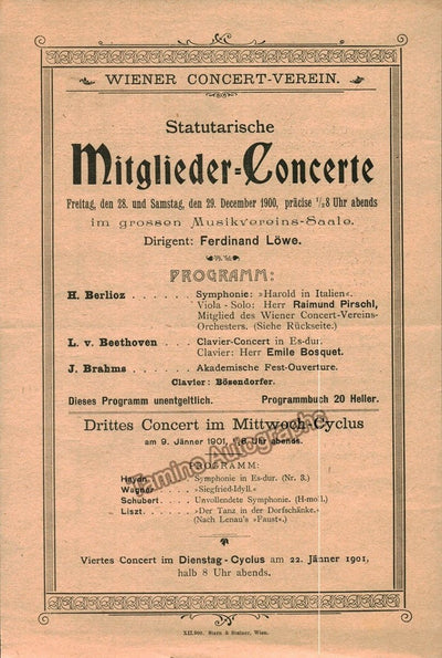 Loewe, Ferdinand -  Lot of 6 Programs 1900-1901