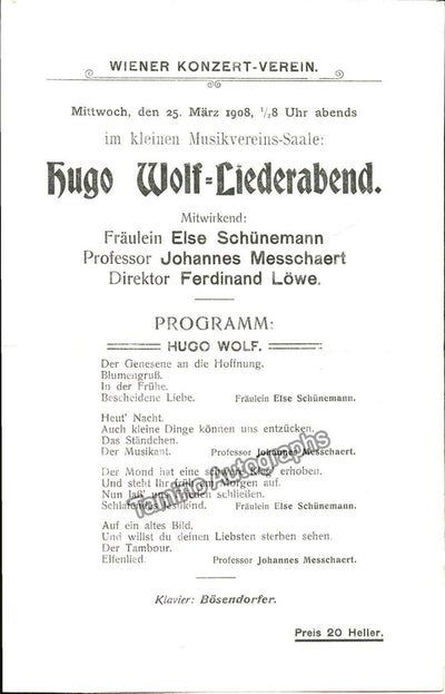 Loewe, Ferdinand -  Lot of 6 Programs 1904-1909