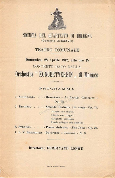 Loewe, Ferdinand - Program Lot Bologna 1910-1912