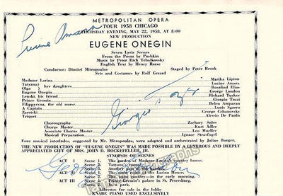 London, George - Amara, Lucine - Tozzi, Giorgio - Signed Program Clip Eugene Onegin 1958