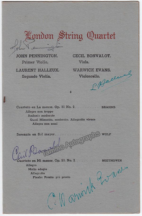 London String Quartett - Signed Program Havana 1950
