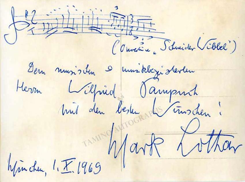 Lothar, Mark - Signed Photo 1969 - Tamino