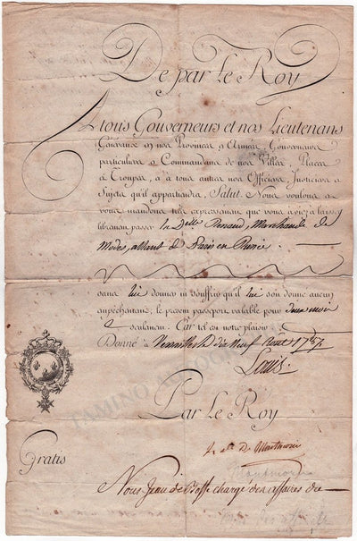 Louis XVI, King of France - Signed Document 1787