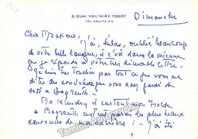 Lubin, Germaine - Autograph Note Signed