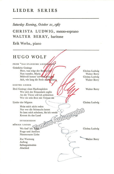 Ludwig, Christa - Berry, Walter - Signed Program 1967