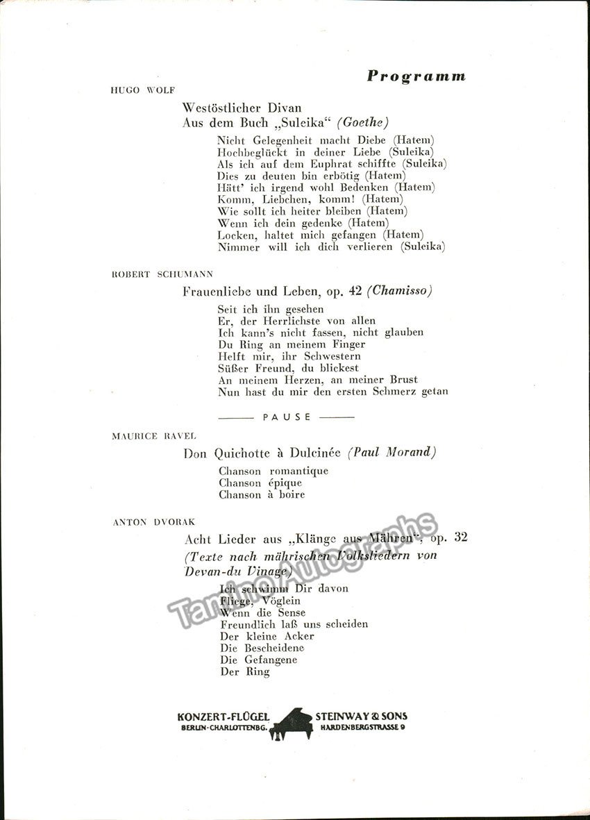 Ludwig, Christa - Berry, Walter - Signed Program Berlin 1963 - Tamino
