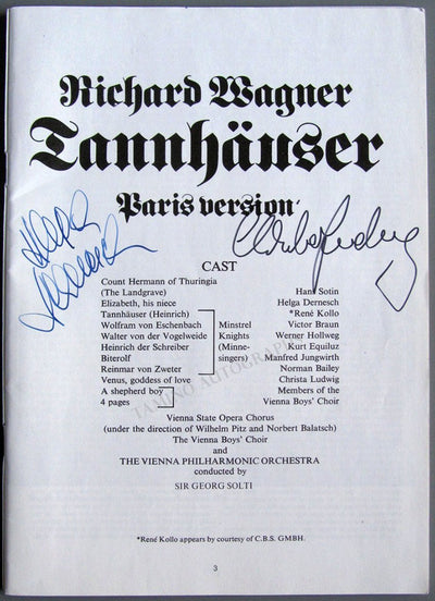 Ludwig, Christa - Dernesch, Helga - Signed Booklet