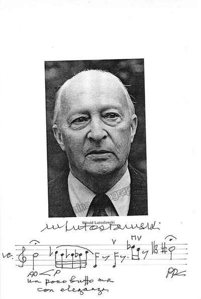 Lutoslawski, Witold - Signed Photo with Music Quote