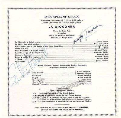 Lyric Opera of Chicago - Signed Program Clips and Cast Pages 1950s (Various Autographs)