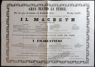 MacBeth - Opera Playbill Gran Teatro La Fenice 1848