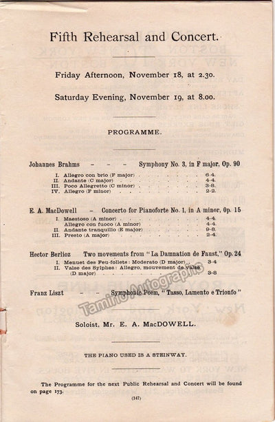MacDowell, E. A.  - Nikisch, Arthur - Piano Recital Performing his own music 1892