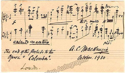 MacKenzie, Alexander Campbell - Autograph Music Quote Signed 1930