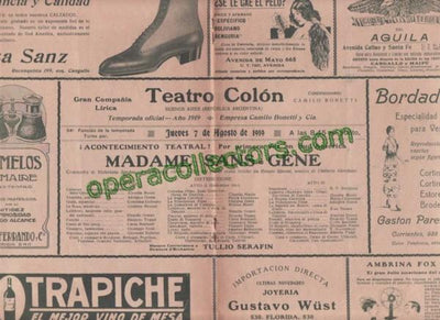 MADAME SANS-GENE - Teatro Colon program 1919 - Muzio - Serafin