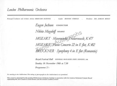 Magaloff, Nikita - Concert Program London 1968