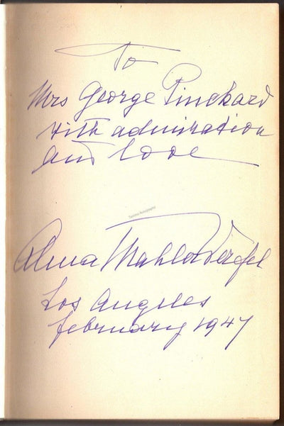 Mahler, Alma - Signed Book "Gustav Mahler: Memories and Letters"